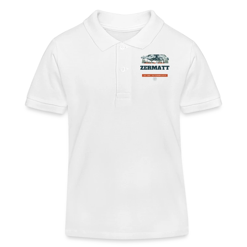 Zermatt badge on a kids organic polo shirt by stanley/stella