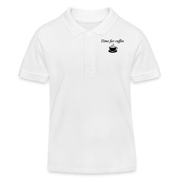 Design « TimeforCoffee » Unisexe - Polo enfant bio Stanley/Stella - blanc - Devant