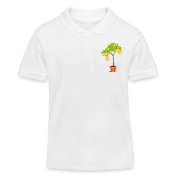 Mediterranean lemon tree motif in pot - Kids Organic Polo Shirt by Stanley/Stella - white - Front