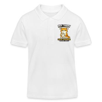 Not Today Cat Coffee Procrastination - Kids Organic Polo Shirt by Stanley/Stella - white - Front