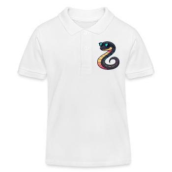 Serpent néon avec lunettes - Polo enfant bio Stanley/Stella - blanc - Devant