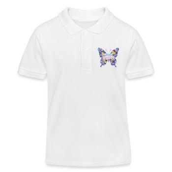 Blumiger Schmetterling Stay Positive - Kinder Organic Poloshirt Mini Sprinter von Stanley/Stella - Weiß - Vorne