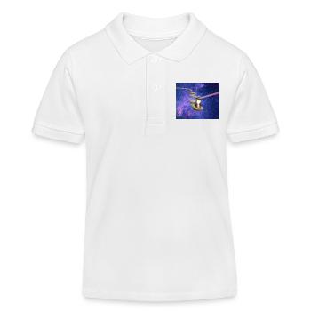 Cute tabby cat in outer space - Kids Organic Polo Shirt by Stanley/Stella - white - Front