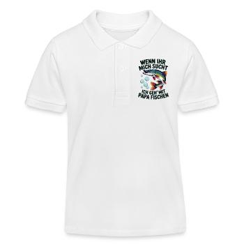 Ich gehe mit Papa angeln fischen springender Hecht - Kinder Organic Poloshirt Mini Sprinter von Stanley/Stella - Weiß - Vorne