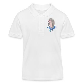 Delphin Meer Strand Spritzer - Kinder Organic Poloshirt Mini Sprinter von Stanley/Stella - Weiß - Vorne