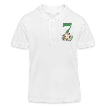 7e anniversaire singe safari - Polo enfant bio Stanley/Stella - blanc - Devant