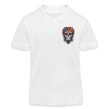 Festive Dia de los Muertos, Day Of The Dead - Kids Organic Polo Shirt by Stanley/Stella - white - Front