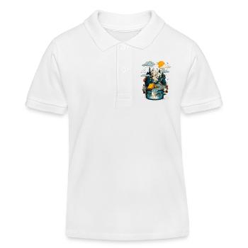 Bergsee Pfad - Camping Backpacker Motiv - Kinder Organic Poloshirt Mini Sprinter von Stanley/Stella - Weiß - Vorne