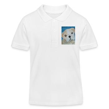 Bulldogge,  Aquarell,  Welpe  - Kinder Organic Poloshirt Mini Sprinter von Stanley/Stella - Weiß - Vorne
