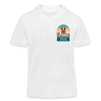 Vintage-Poster in der Prager Tschechischen Republik - Kinder Organic Poloshirt Mini Sprinter von Stanley/Stella - Weiß - Vorne