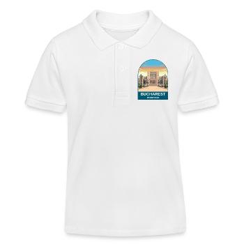 Bukarest Rumänien Vintage-Reiseplakat - Kinder Organic Poloshirt Mini Sprinter von Stanley/Stella - Weiß - Vorne