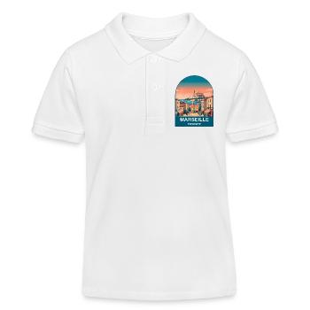 Marseille France Port City Vintage Travel Poster - Kids Organic Polo Shirt by Stanley/Stella - white - Front