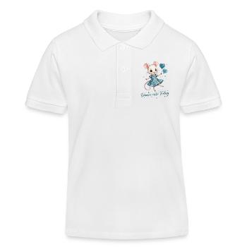 Souris dansante avec des ballons en forme de cœur - Polo enfant bio Stanley/Stella - blanc - Devant