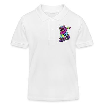 Teddybär auf einem Skateboard-Neon - Kinder Organic Poloshirt Mini Sprinter von Stanley/Stella - Weiß - Vorne