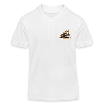 Bagger / Baustelle / Maschine /graben / Schaufel - Kinder Organic Poloshirt Mini Sprinter von Stanley/Stella - Weiß - Vorne