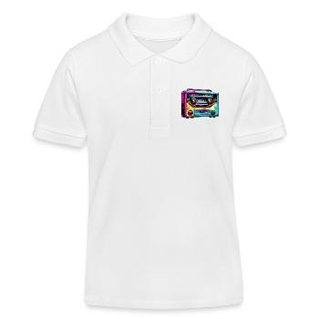 Radio / Analog / Musik / Frequenz / Lautsprecher - Kinder Organic Poloshirt Mini Sprinter von Stanley/Stella - Weiß - Vorne