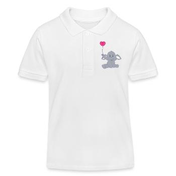 Baby Elefant mit Herz Luftbalon - Kinder Organic Poloshirt Mini Sprinter von Stanley/Stella - Weiß - Vorne