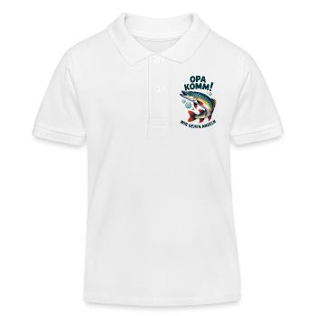 Opa komm wir gehen Angeln - springender Hecht - Kinder Organic Poloshirt Mini Sprinter von Stanley/Stella - Weiß - Vorne