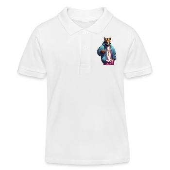 Hip-Hop-Tiger - Kinder Organic Poloshirt Mini Sprinter von Stanley/Stella - Weiß - Vorne