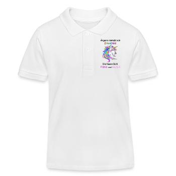 Einhörner nicht Ärgern - Kinder Organic Poloshirt Mini Sprinter von Stanley/Stella - Weiß - Vorne