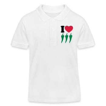 I love chili - J'aime chili - Polo enfant bio Stanley/Stella - blanc - Devant