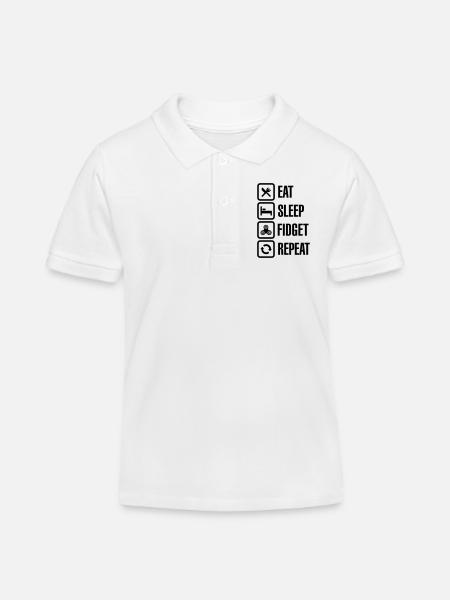 Eat Sleep Fidget Repeat - Fidget Spinner - Kids Organic Polo Shirt by Stanley/Stella - white