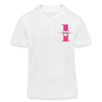 Ziffer Eins 1 mit Herz - Kinder Organic Poloshirt Mini Sprinter von Stanley/Stella - Weiß - Vorne