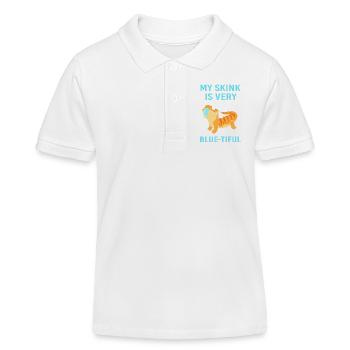 Eidechse Blau Zunge - Kinder Organic Poloshirt Mini Sprinter von Stanley/Stella - Weiß - Vorne