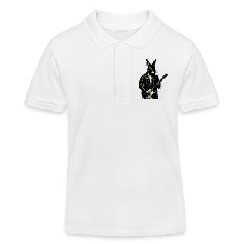 Rabbit in Leather plays Guitar - Kids Organic Polo Shirt by Stanley/Stella - white - Front