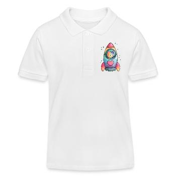 Rainbow Rocket Katze Herz - Kinder Organic Poloshirt Mini Sprinter von Stanley/Stella - Weiß - Vorne