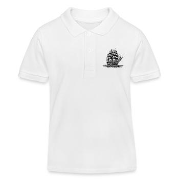Piratenschiff - Kinder Organic Poloshirt Mini Sprinter von Stanley/Stella - Weiß - Vorne