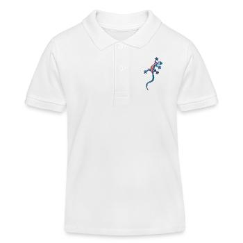Echse in Blau - Kinder Organic Poloshirt Mini Sprinter von Stanley/Stella - Weiß - Vorne