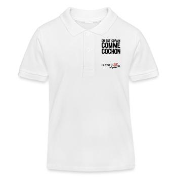 copain comme cochon citation1 expression - Polo enfant bio Stanley/Stella - blanc - Devant