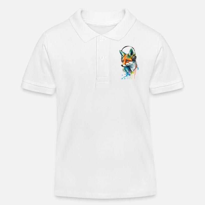 Fox Musik hören mit Kopfhörern - Kinder Organic Poloshirt Mini Sprinter von Stanley/Stella - Weiß