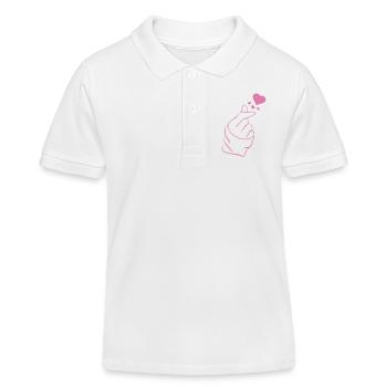 Finger heart k-pop K-drama 2 colors - Kids Organic Polo Shirt by Stanley/Stella - white - Front
