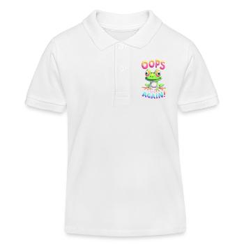 Grenouille colorée avec message optimiste - Polo enfant bio Stanley/Stella - blanc - Devant
