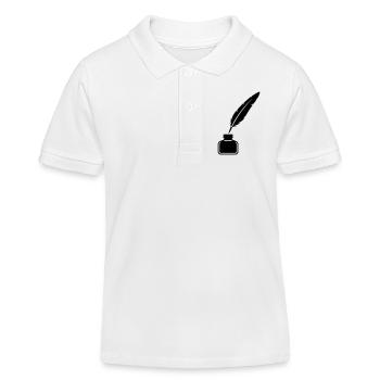 Federkiel Tintenfass Silhouette - Kinder Organic Poloshirt Mini Sprinter von Stanley/Stella - Weiß - Vorne