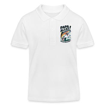 Papa allez! Nous pêchons ! Truite sautante - Polo enfant bio Stanley/Stella - blanc - Devant