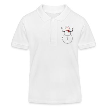 Schneemann mit rotem Schal - Kinder Organic Poloshirt Mini Sprinter von Stanley/Stella - Weiß - Vorne
