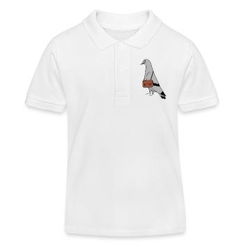 Pigeon with Bag – Illustration minimaliste urbaine - Polo enfant bio Stanley/Stella - blanc - Devant