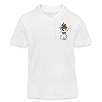 Hund Katze Zwei Freunde Team Kätzchen 2 Duo Crew - Kinder Organic Poloshirt Mini Sprinter von Stanley/Stella - Weiß - Vorne