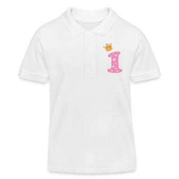 Birthday Girl Crown Pink Number One Star - Kids Organic Polo Shirt by Stanley/Stella - white - Front