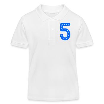 5 YEARS. 5th ANNIVERSARY. BIRTHDAY 5 YEARS. 5 - Kids Organic Polo Shirt by Stanley/Stella - white - Front