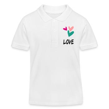 HERZ. HERZ. VALENTINSTAG. LIEBE. LIEBE. PAAR. - Kinder Organic Poloshirt Mini Sprinter von Stanley/Stella - Weiß - Vorne