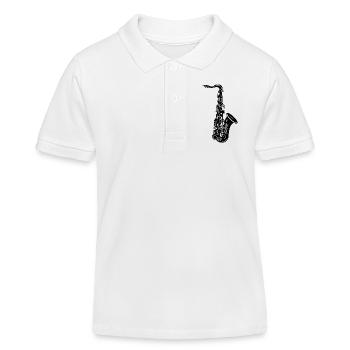 Saxophone Drawing - Kids Organic Polo Shirt by Stanley/Stella - white - Front
