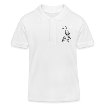 Parrain 2025 3 Poissons Croix Minimaliste - Polo enfant bio Stanley/Stella - blanc - Devant