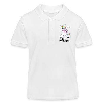 Logo Rave Licornes Noir Texte - Polo enfant bio Stanley/Stella - blanc - Devant