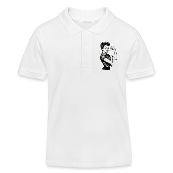 Stärke starke Frau Rockabilly Style Geschenk - Kinder Organic Poloshirt Mini Sprinter von Stanley/Stella - Weiß - Vorne