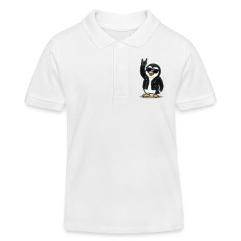 Rock'n'Roll Pinguin - Kinder Organic Poloshirt Mini Sprinter von Stanley/Stella - Weiß - Vorne