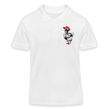 Hühner Fans -  Hahn - Gockel - Seidenhuhn - Bio - Kinder Organic Poloshirt Mini Sprinter von Stanley/Stella - Weiß - Vorne